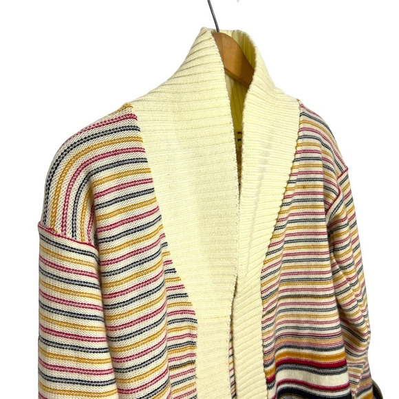 Vintage 70s Montgomery Ward Striped Cardigan Sweater Acrylic Knit Retro Boho M - Picture 3 of 10
